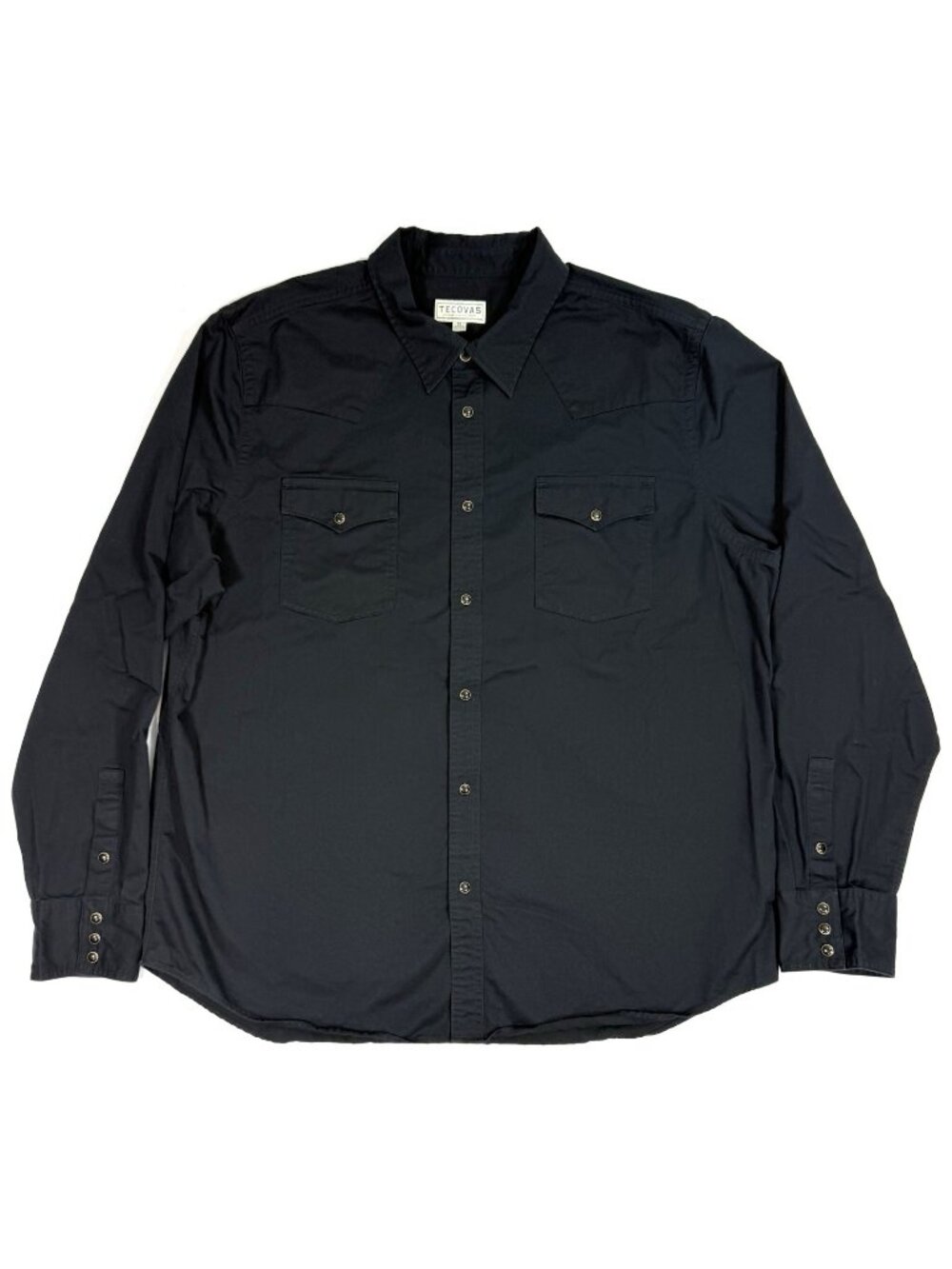 Tecovas Mens Pearl Snap Western Shirt Size XL Long Sleeve Black Cotton Cowboy